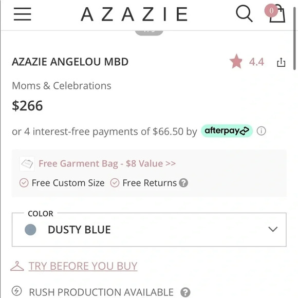 Azazie Size 24 Dusty Blue Gown Dress MOB MOG Angelou Style - Picture 3 of 7